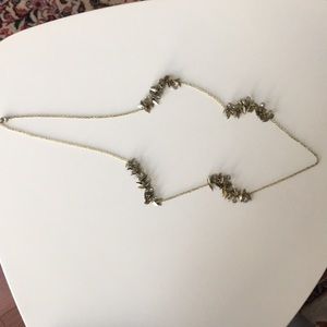 Anthropologie gold necklace w/ leaves + beads